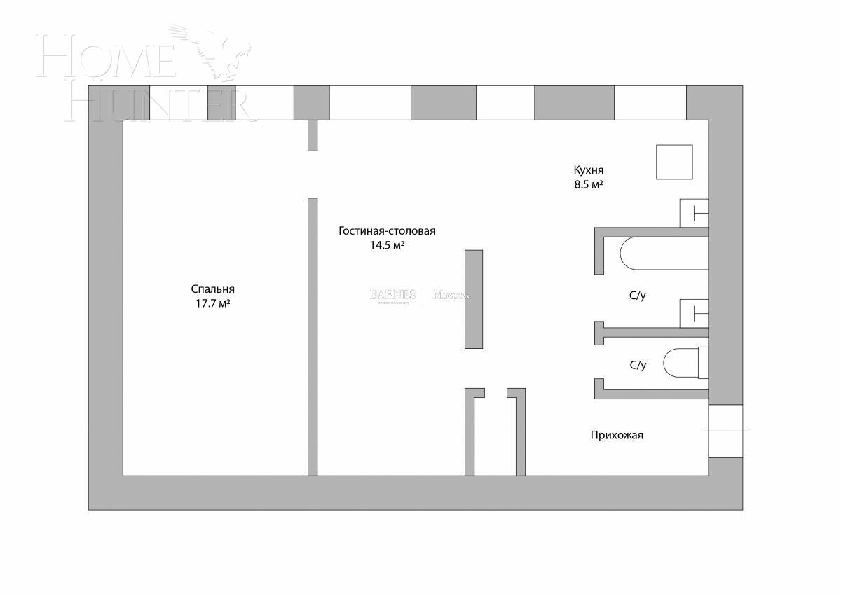 2-КОМН. КВАРТИРА С ОТДЕЛКОЙ 54.3 М² НА 3 ЭТАЖЕ