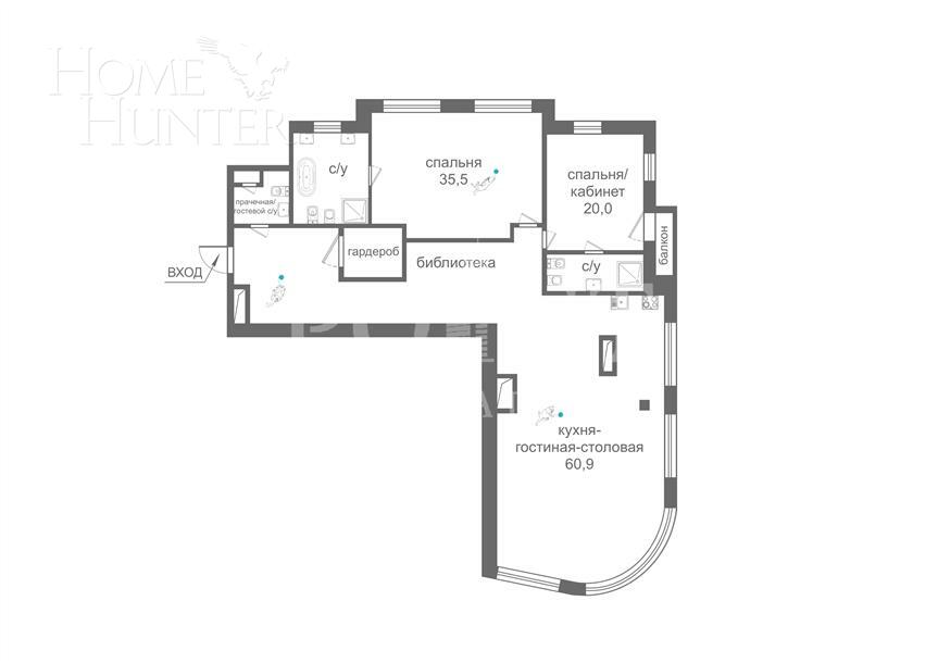 4-КОМН. КВАРТИРА С ОТДЕЛКОЙ 199 М² НА 2 ЭТАЖЕ