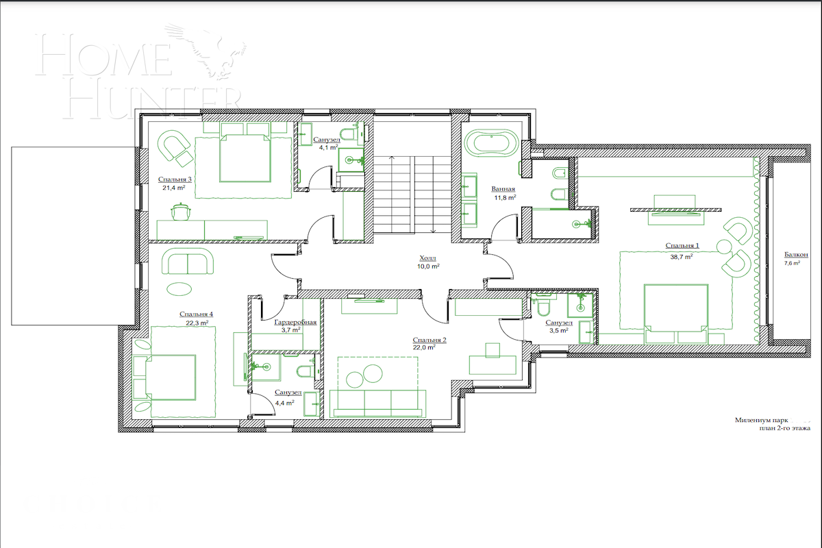2-этажный коттедж 370 м² с отделкой