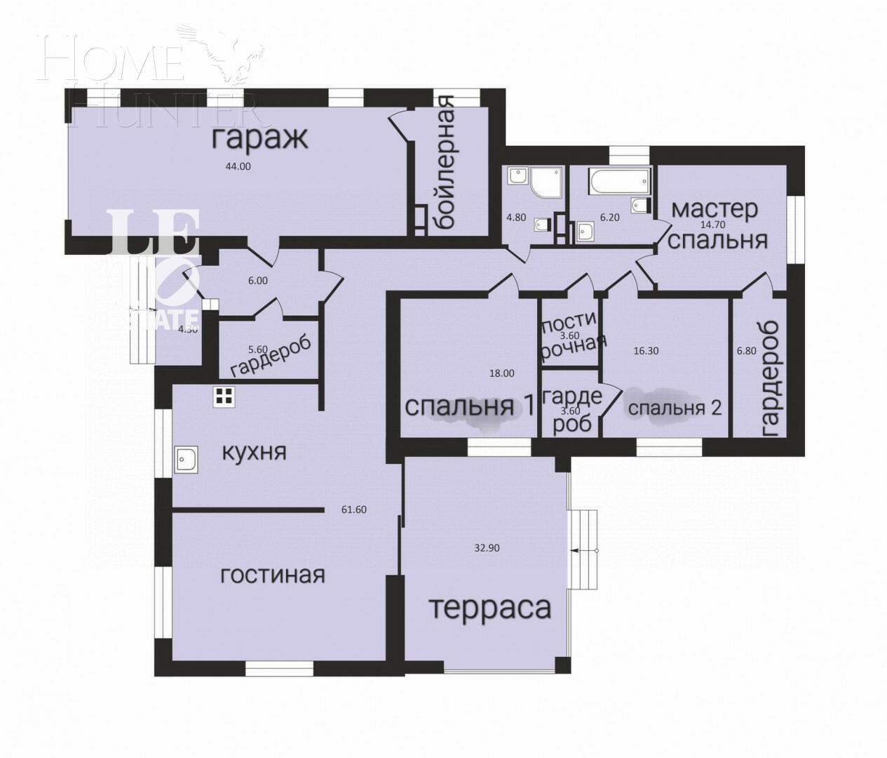 1-этажный коттедж 239.3 м² с отделкой