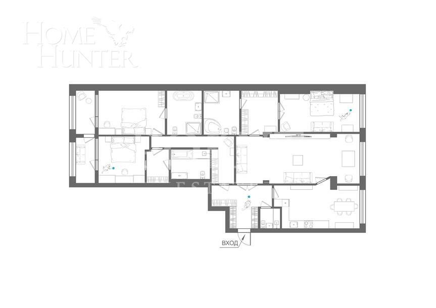 4-КОМН. КВАРТИРА С ОТДЕЛКОЙ 244 М² НА 15 ЭТАЖЕ