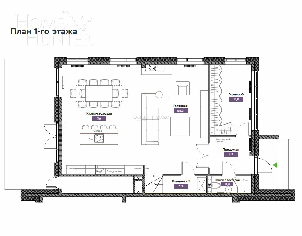 4-этажный таунхаус 311 м² без отделки