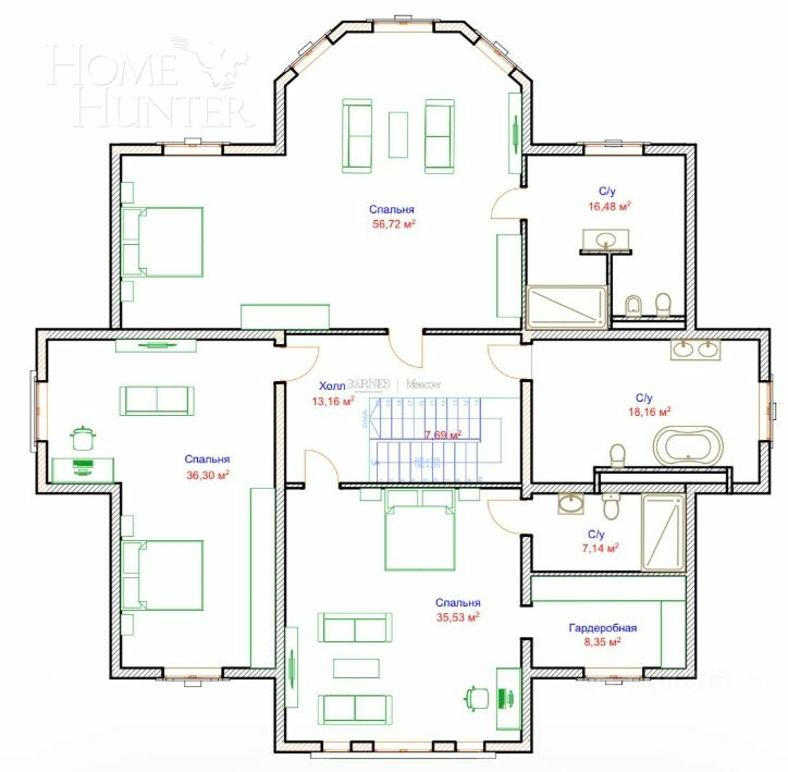 2-этажный коттедж 436 м² с отделкой