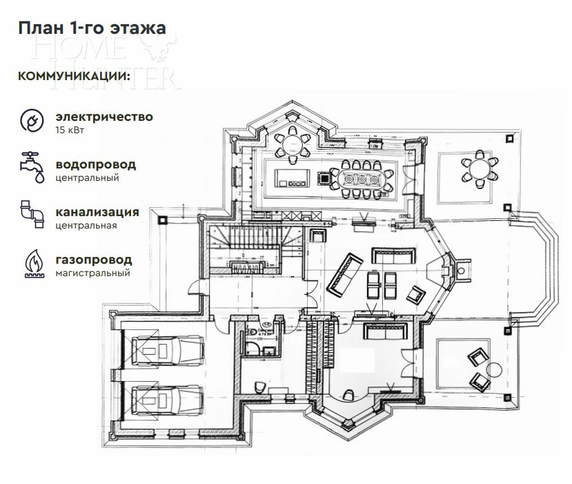 2-этажный коттедж 612 м² с отделкой