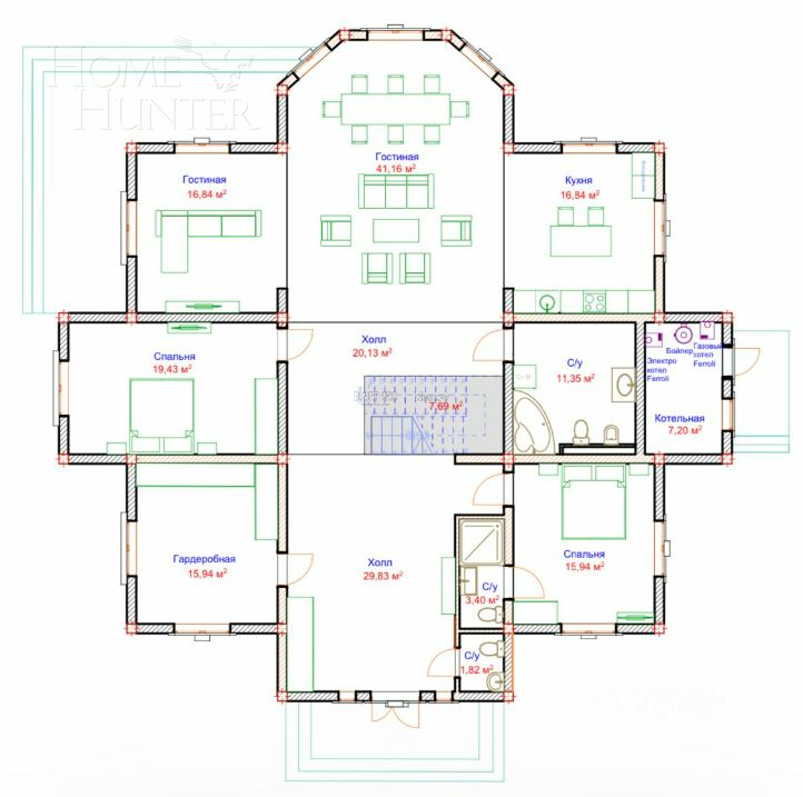 2-этажный коттедж 436 м² с отделкой