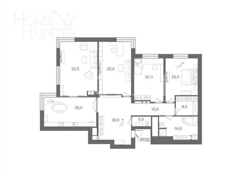 4-КОМН. КВАРТИРА С ОТДЕЛКОЙ 185.4 М² НА 10 ЭТАЖЕ