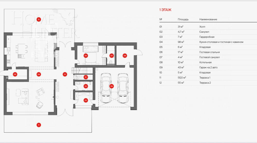 2-этажный коттедж 547 м² без отделки