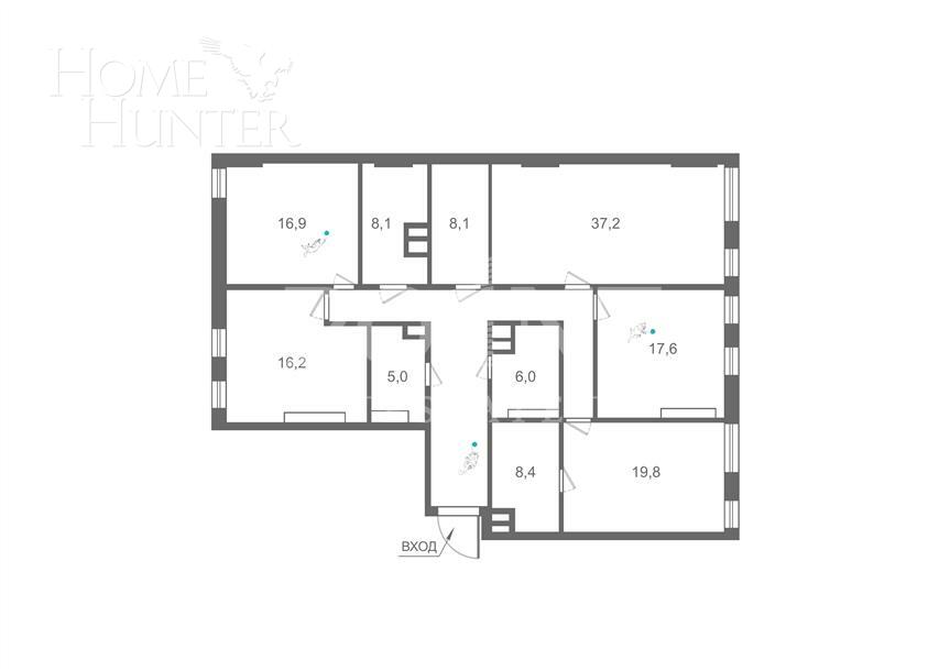 5-КОМН. КВАРТИРА БЕЗ ОТДЕЛКИ 154 М² НА 3 ЭТАЖЕ