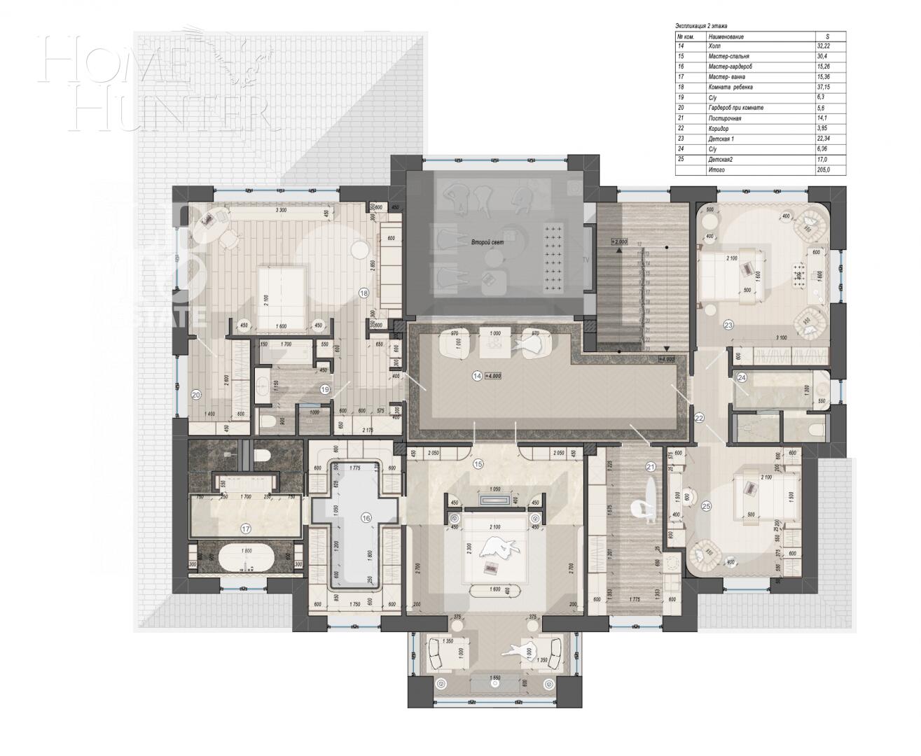 2-этажный коттедж 560 м² без отделки