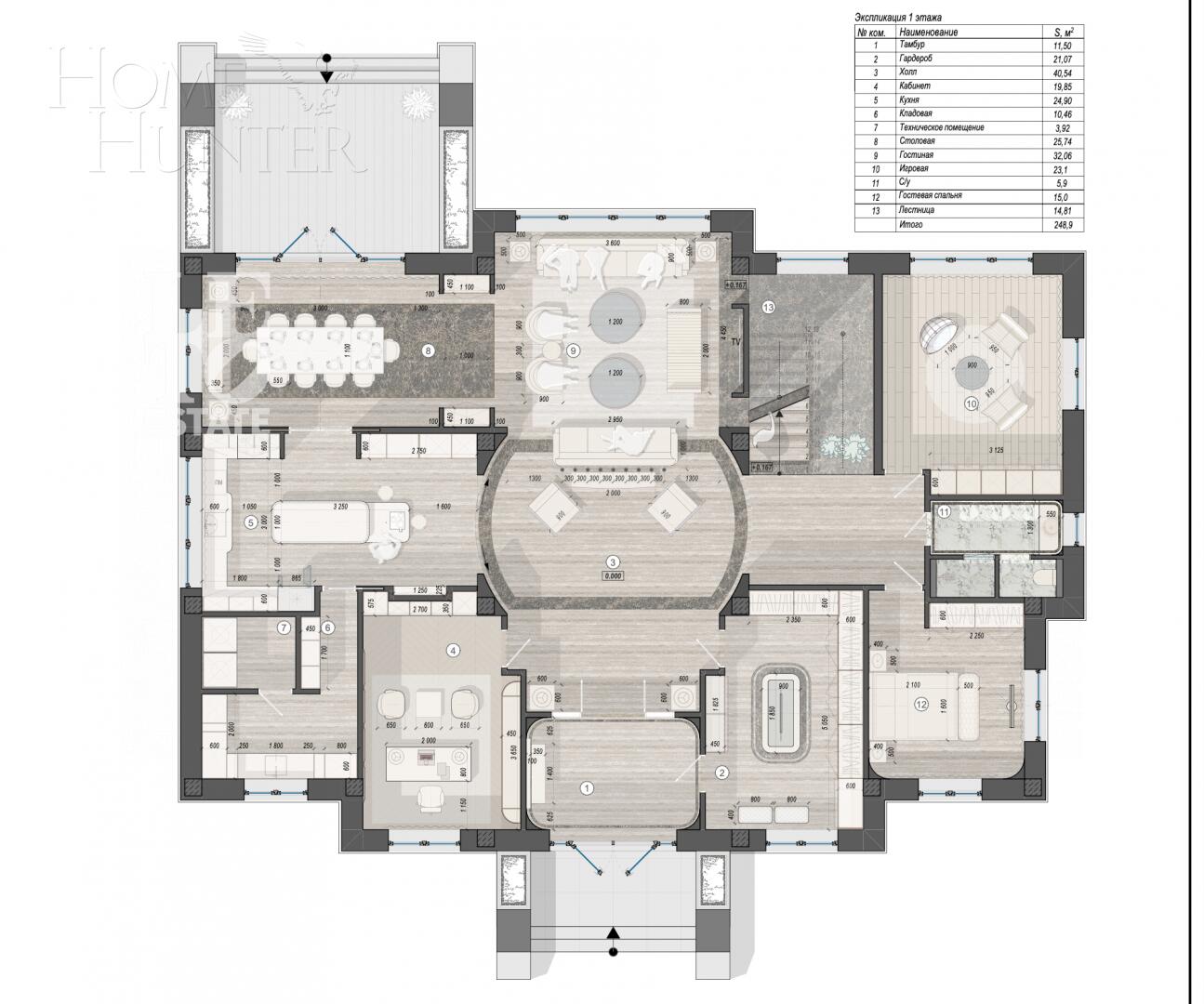 2-этажный коттедж 560 м² без отделки
