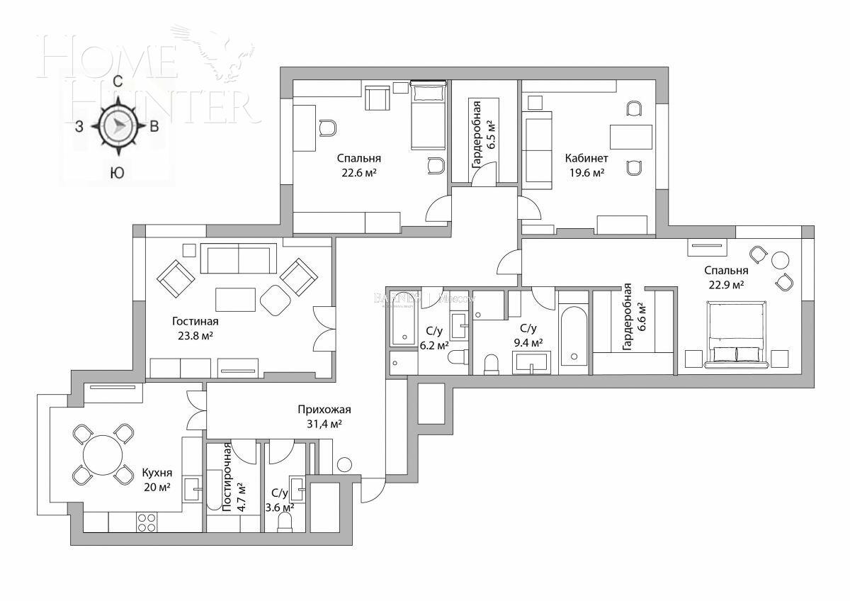 4-КОМН. КВАРТИРА С ОТДЕЛКОЙ 177.6 М² НА 10 ЭТАЖЕ