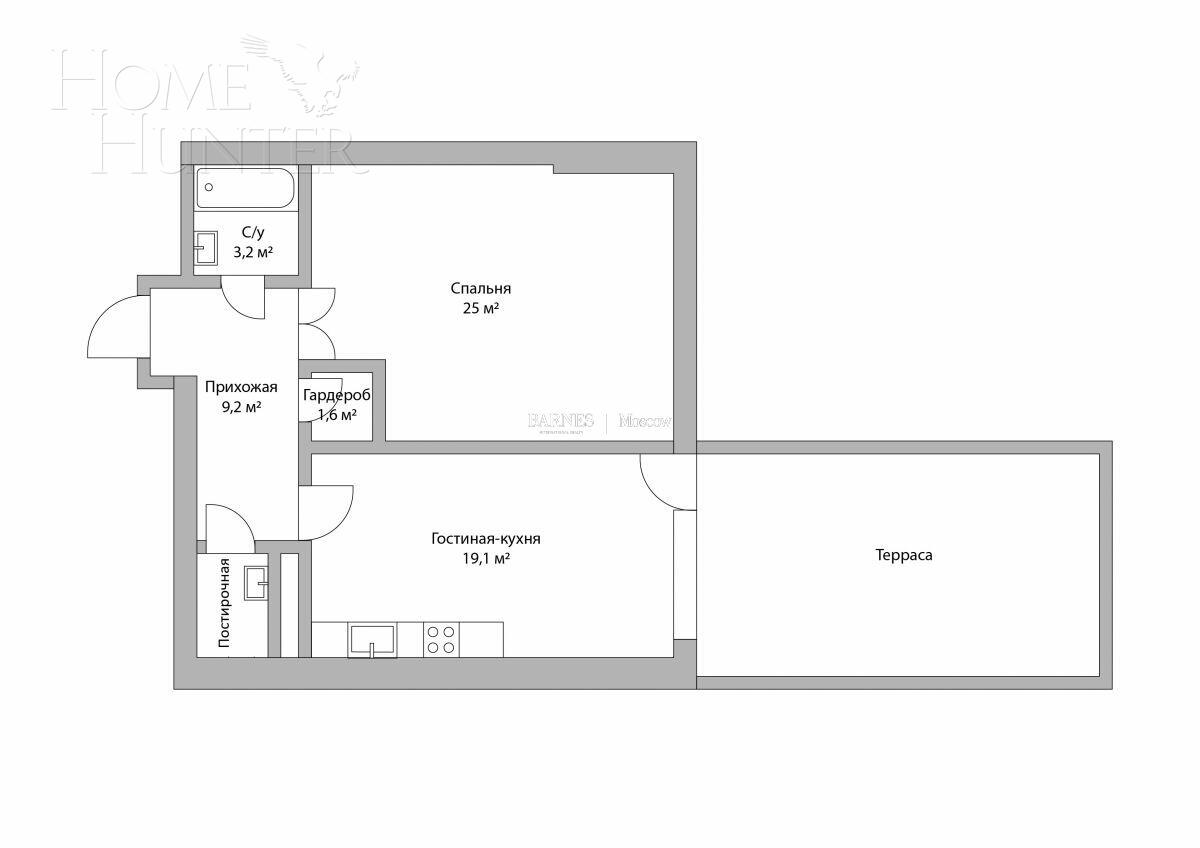 2-КОМН. КВАРТИРА С ОТДЕЛКОЙ 60 М² НА 4 ЭТАЖЕ
