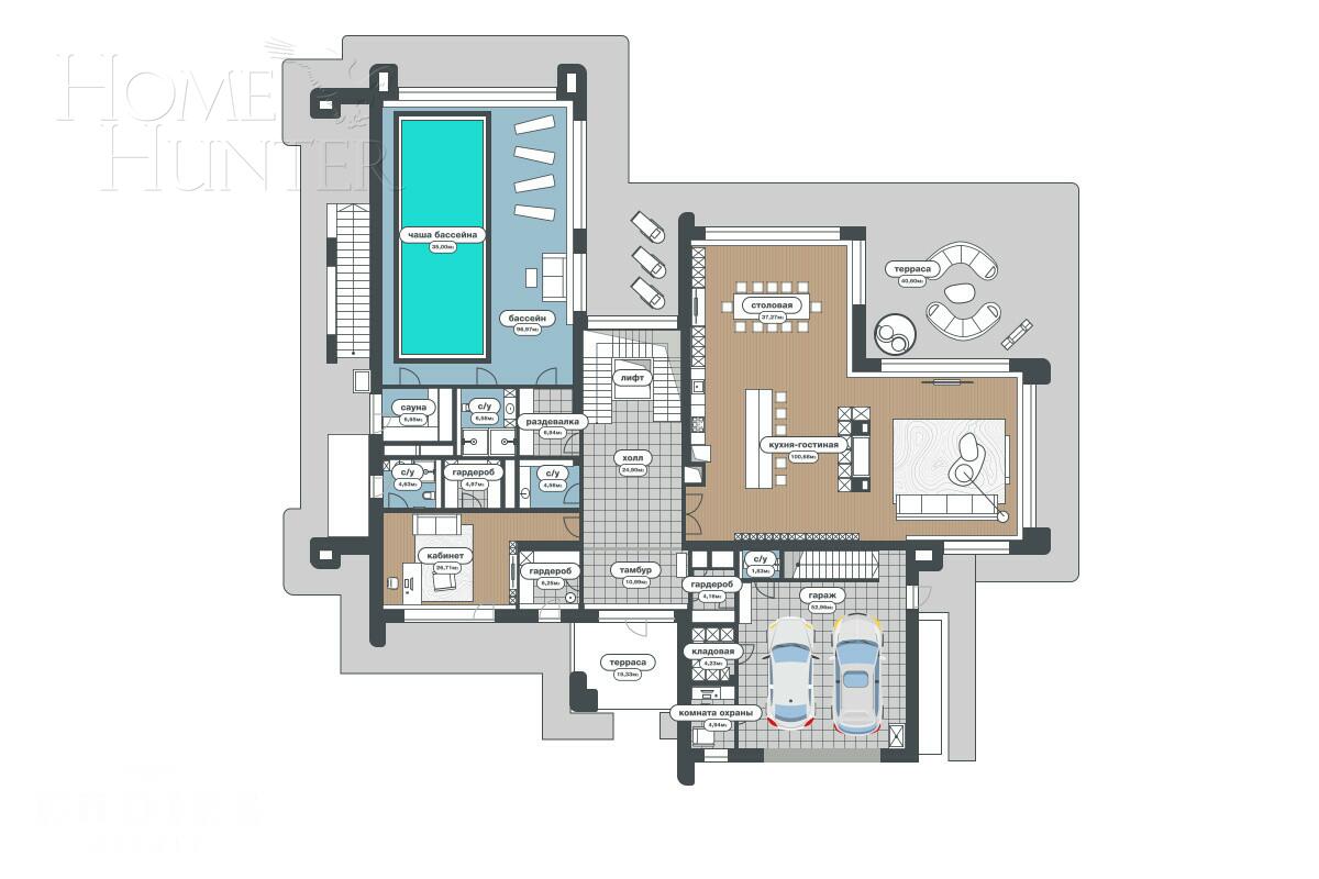 2-этажный коттедж 1 377 м² с отделкой