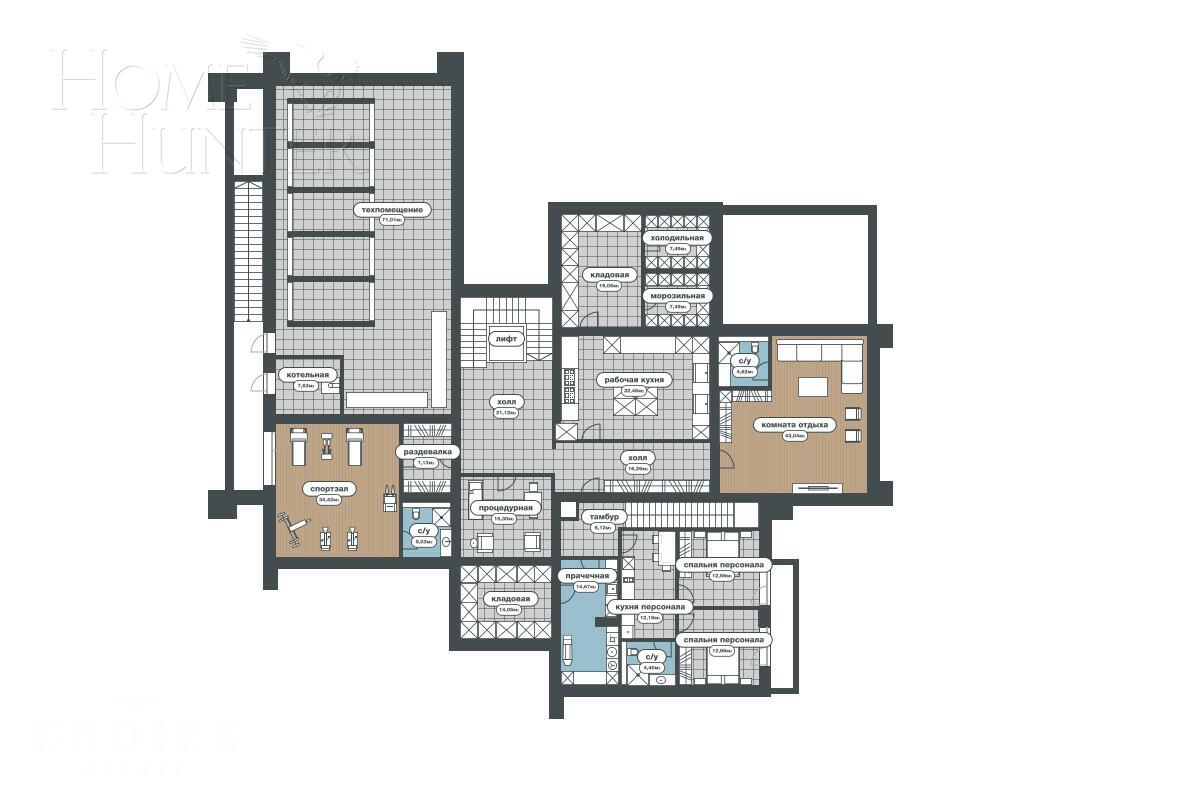 2-этажный коттедж 1 377 м² с отделкой