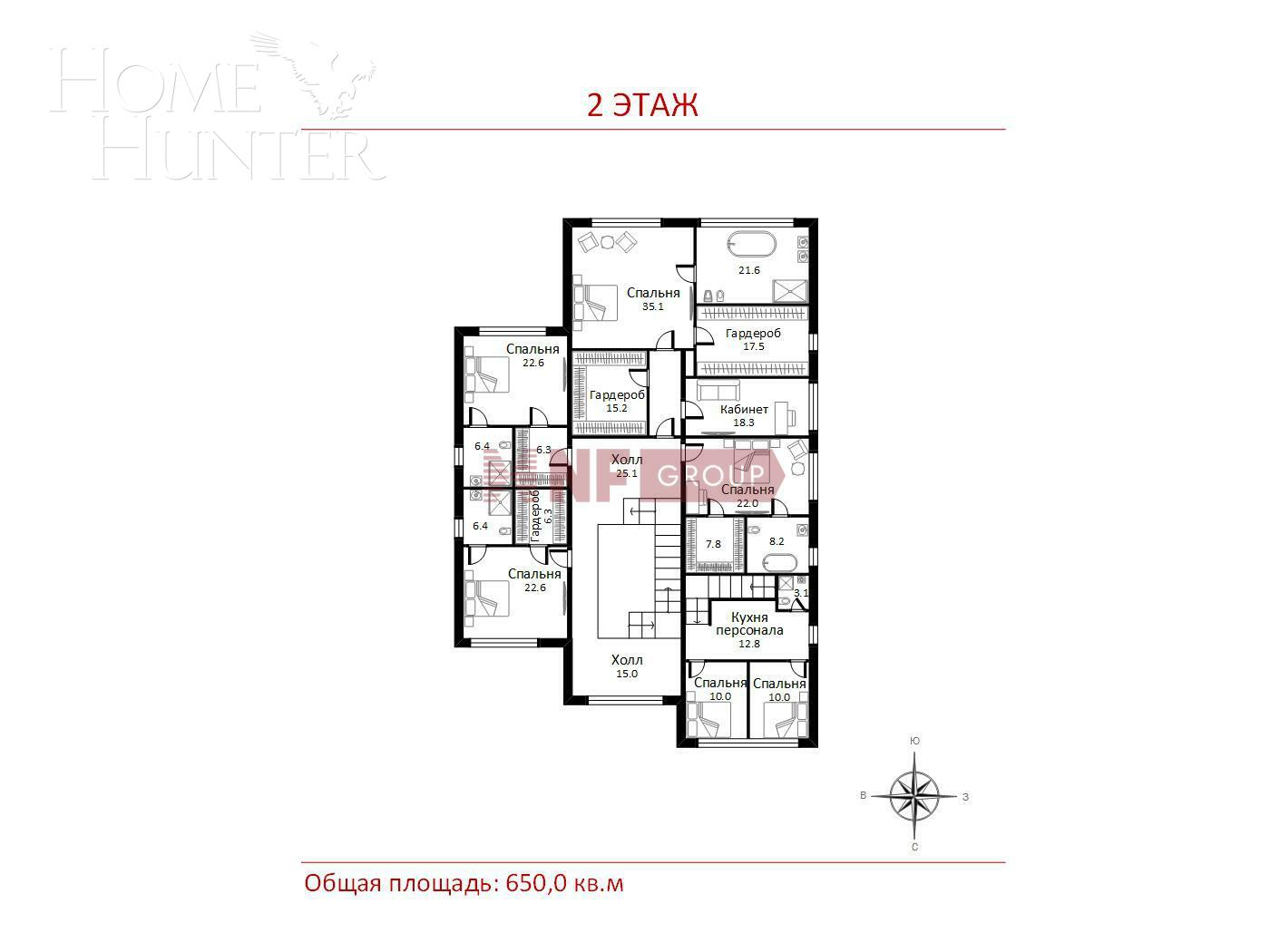 2-этажный коттедж 650 м² с отделкой