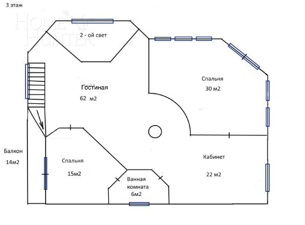 3-этажный коттедж 581 м² с отделкой