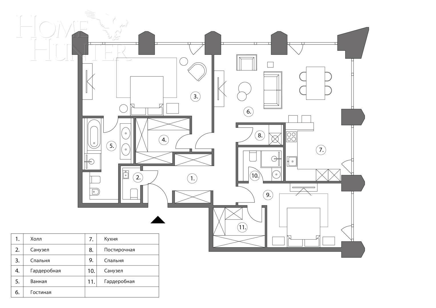 3-КОМН. КВАРТИРА С ОТДЕЛКОЙ 112.7 М² НА 32 ЭТАЖЕ
