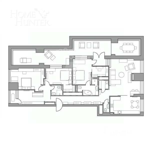 5-КОМН. ПЕНТХАУС БЕЗ ОТДЕЛКИ 149.2 М² НА 19 ЭТАЖЕ