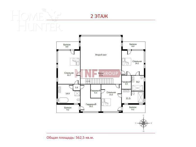 2-этажный коттедж 562.5 м² с отделкой