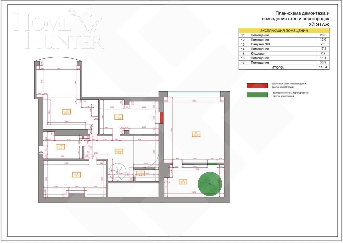 2-УРОВНЕВАЯ КВАРТИРА БЕЗ ОТДЕЛКИ 375.5 М² НА 4 ЭТАЖЕ