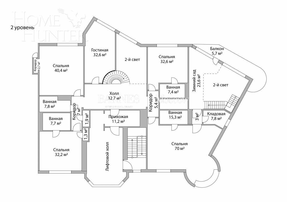 2-УРОВНЕВЫЙ ПЕНТХАУС БЕЗ ОТДЕЛКИ 1 505.4 М² НА 13 ЭТАЖЕ