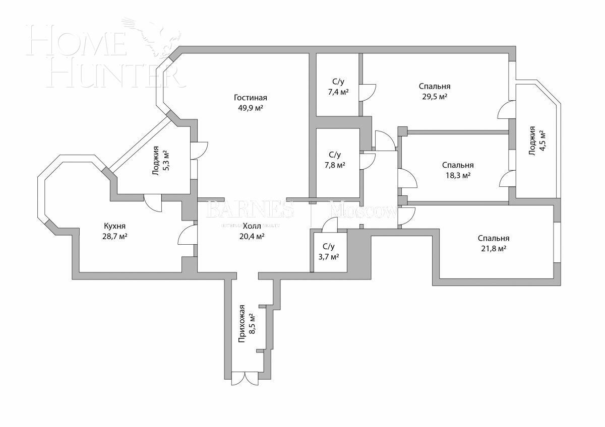 4-КОМН. КВАРТИРА БЕЗ ОТДЕЛКИ 206 М² НА 15 ЭТАЖЕ