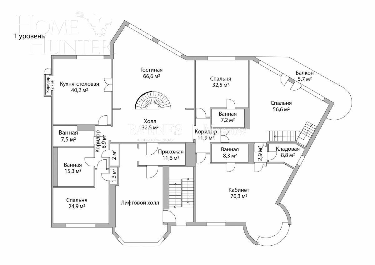 2-УРОВНЕВЫЙ ПЕНТХАУС БЕЗ ОТДЕЛКИ 1 505.4 М² НА 13 ЭТАЖЕ