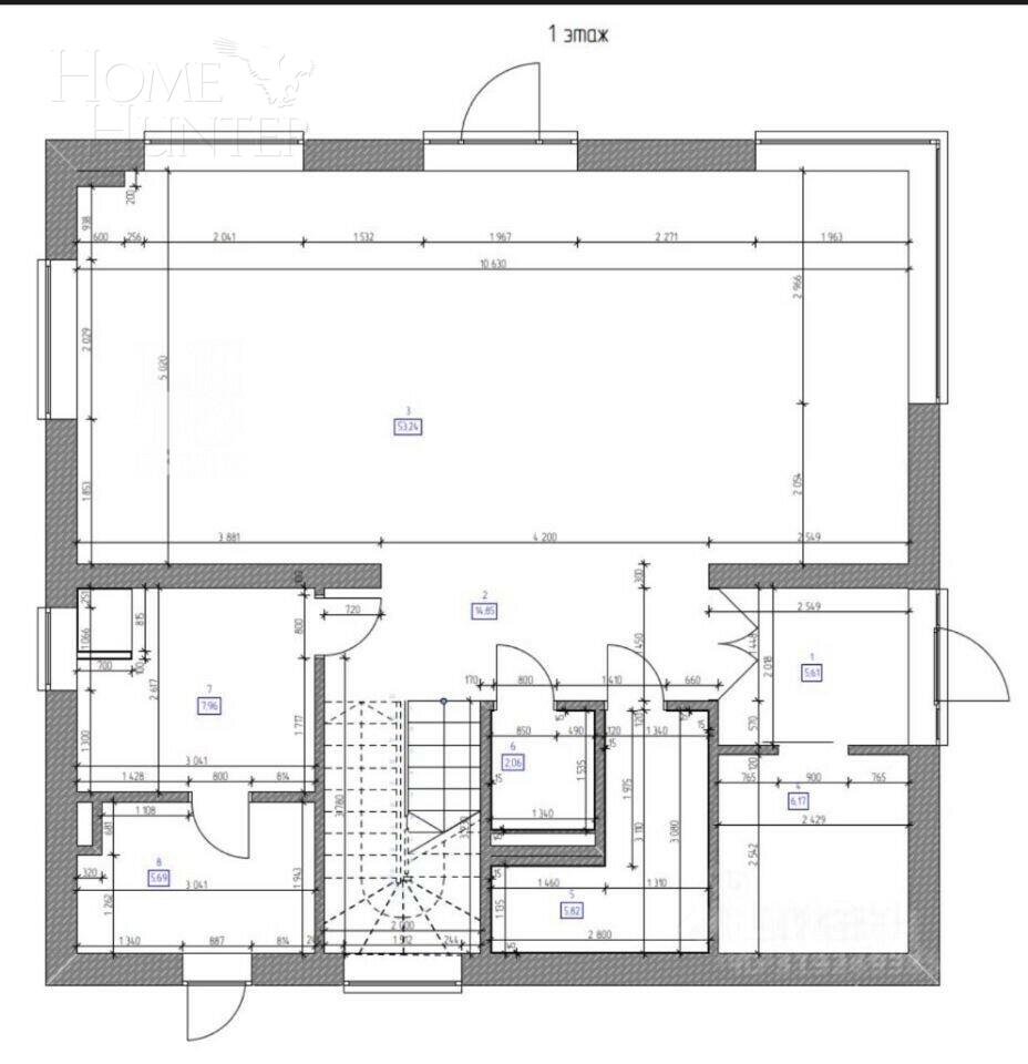 1-этажный коттедж 280 м² без отделки