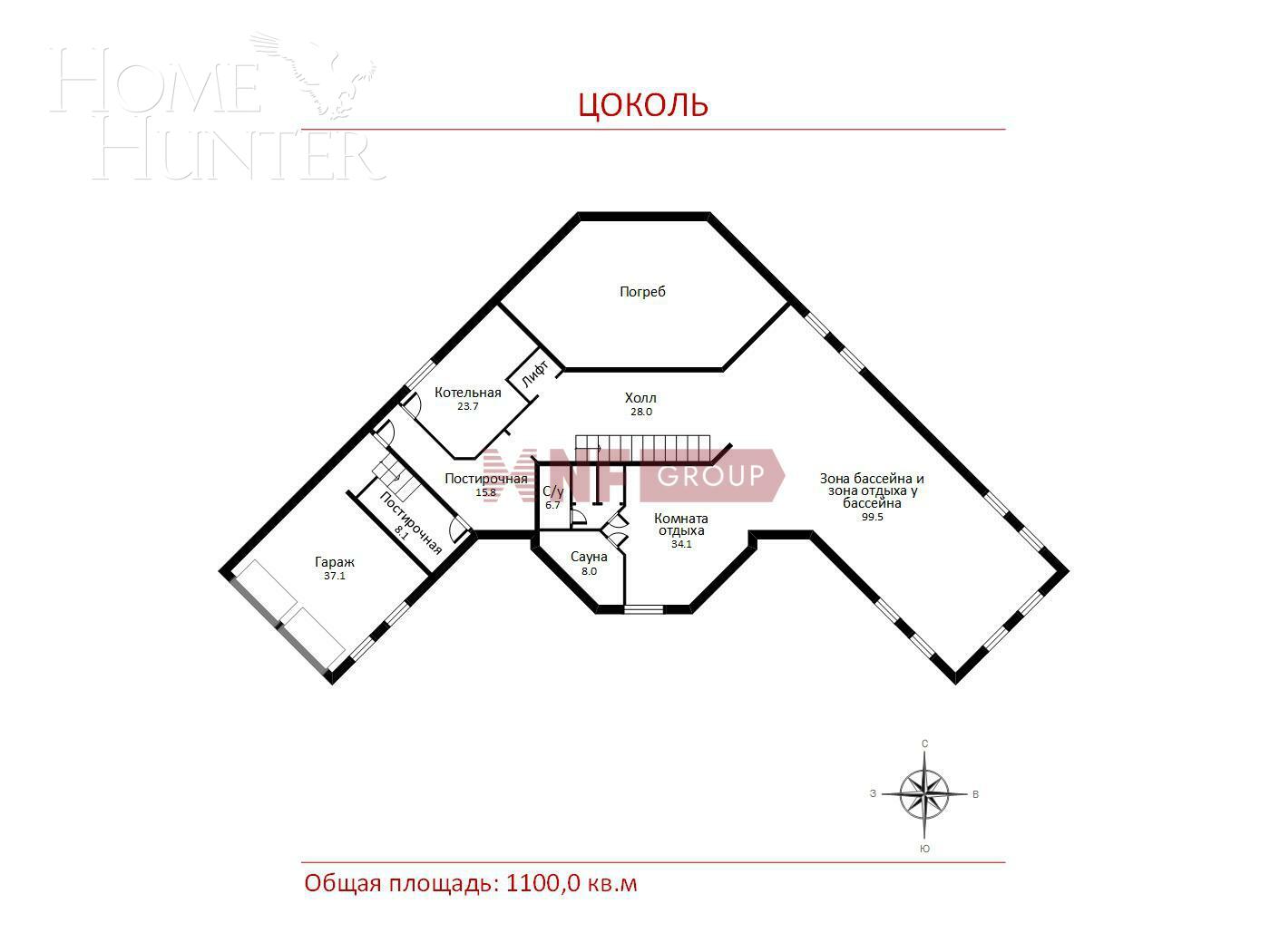 2-этажный коттедж 1 100 м² с отделкой