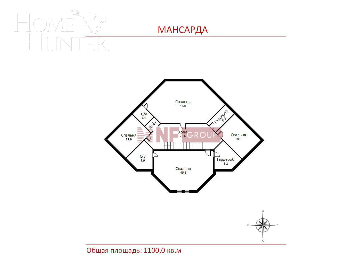 2-этажный коттедж 1 100 м² с отделкой