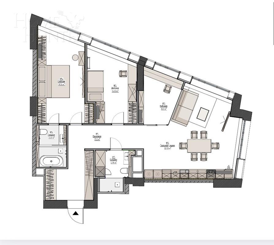 4-КОМН. КВАРТИРА С ОТДЕЛКОЙ 108 М² НА 16 ЭТАЖЕ