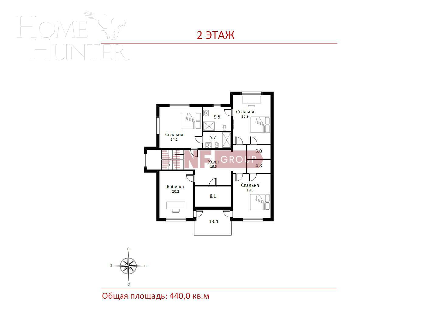 2-этажный коттедж 400 м² с отделкой