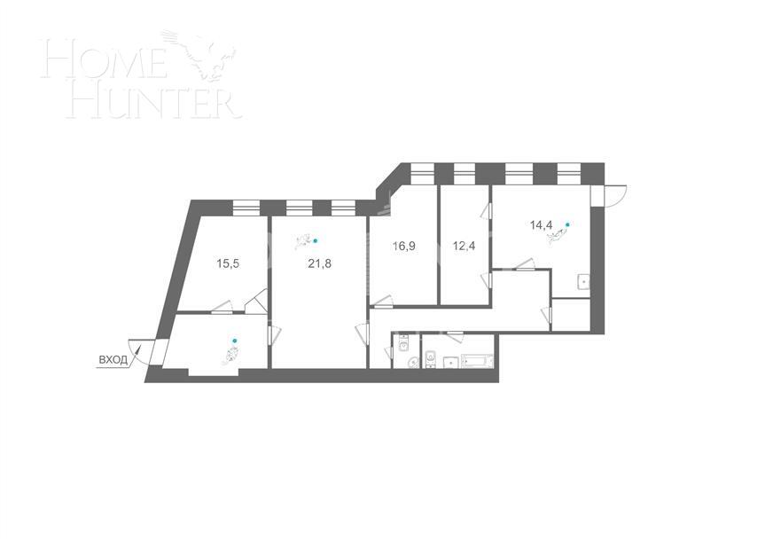4-КОМН. КВАРТИРА С ОТДЕЛКОЙ 135 М² НА 4 ЭТАЖЕ