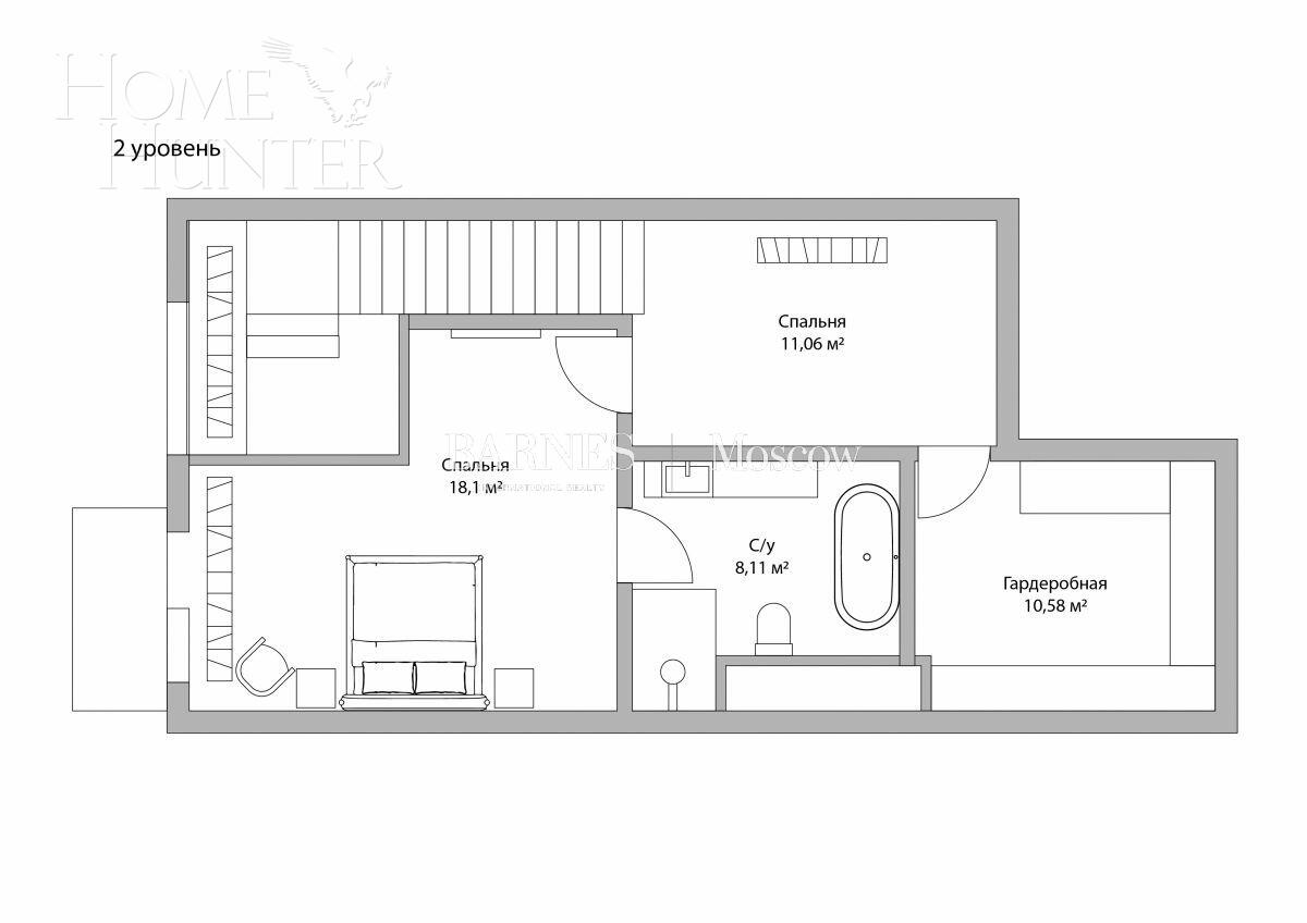 2-УРОВНЕВЫЕ АПАРТАМЕНТЫ С ОТДЕЛКОЙ 116.4 М² НА 1 ЭТАЖЕ
