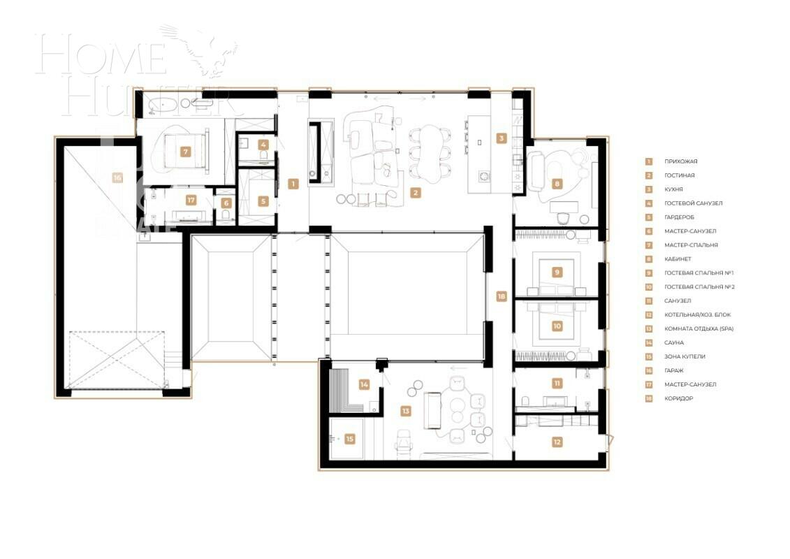 1-этажный коттедж 380 м² с отделкой