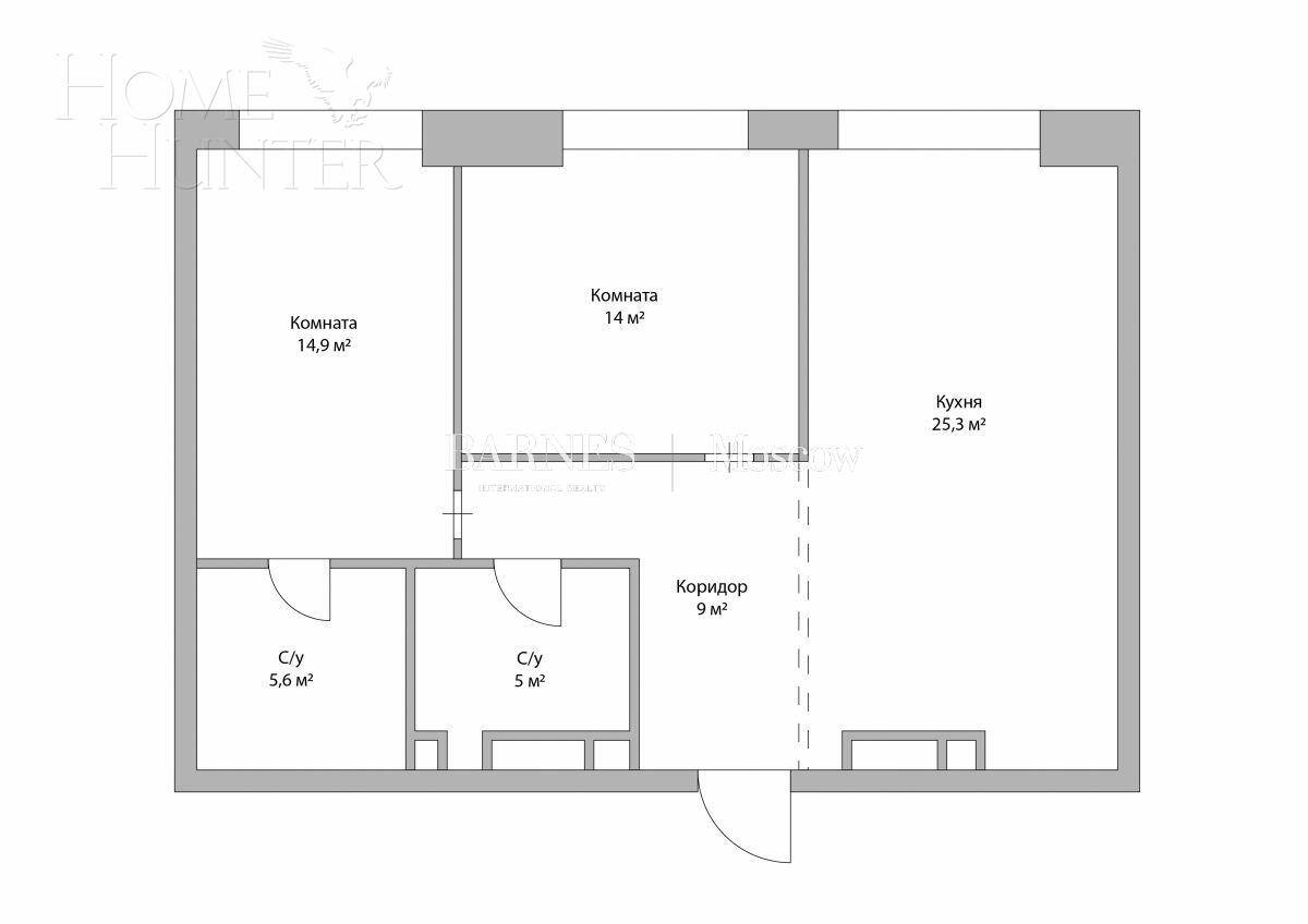 3-КОМН. КВАРТИРА БЕЗ ОТДЕЛКИ 74.4 М² НА 19 ЭТАЖЕ