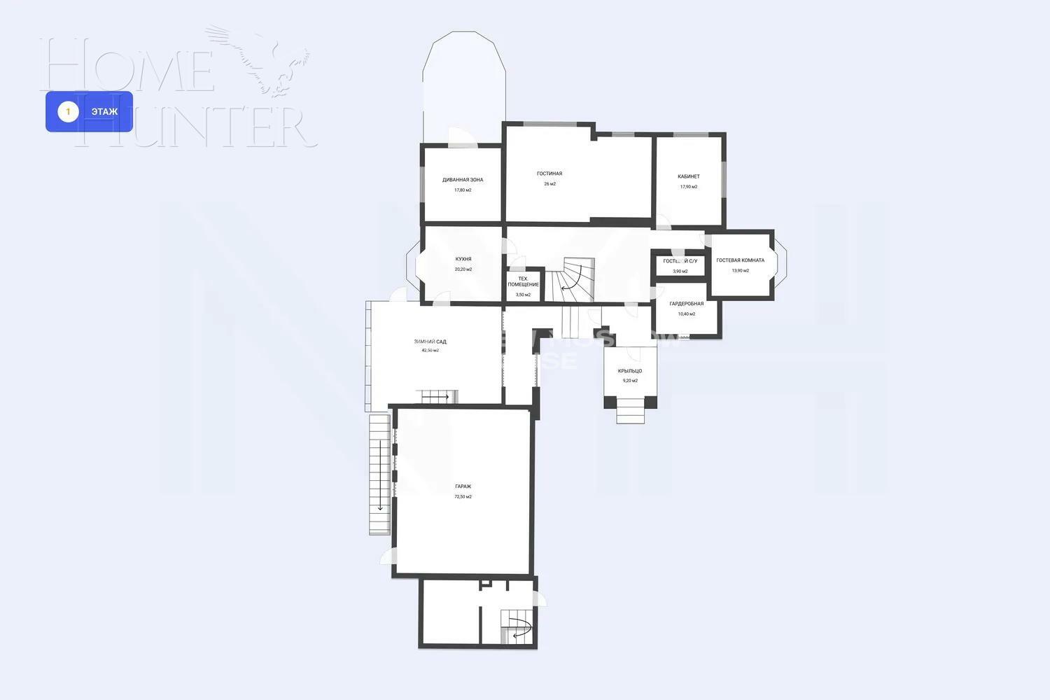 3-этажный коттедж 962 м² с отделкой
