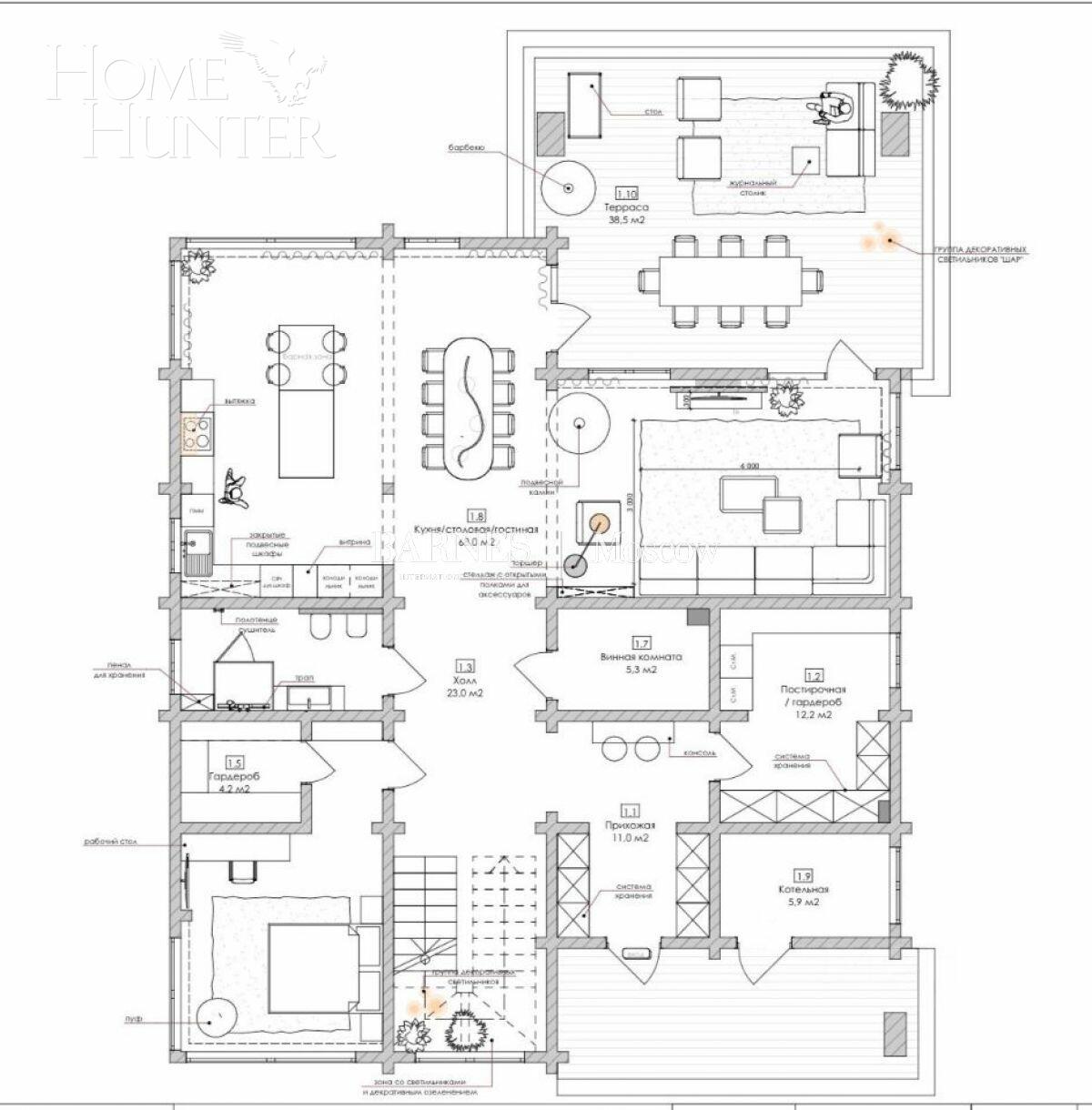 2-этажный коттедж 528.7 м² с отделкой