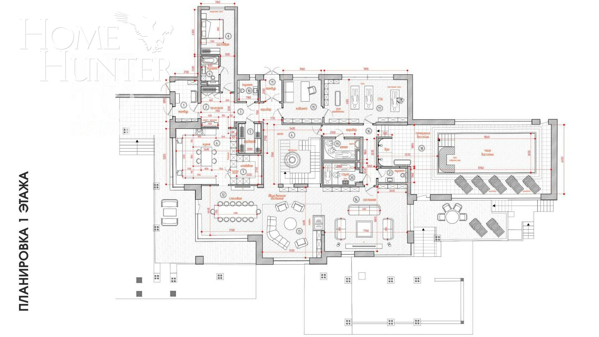 1-этажный коттедж 1 302 м² без отделки