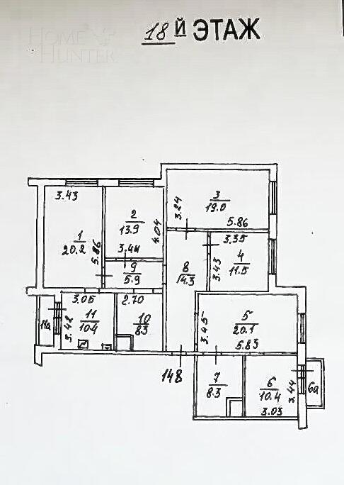 6-КОМН. КВАРТИРА С ОТДЕЛКОЙ 150 М² НА 18 ЭТАЖЕ
