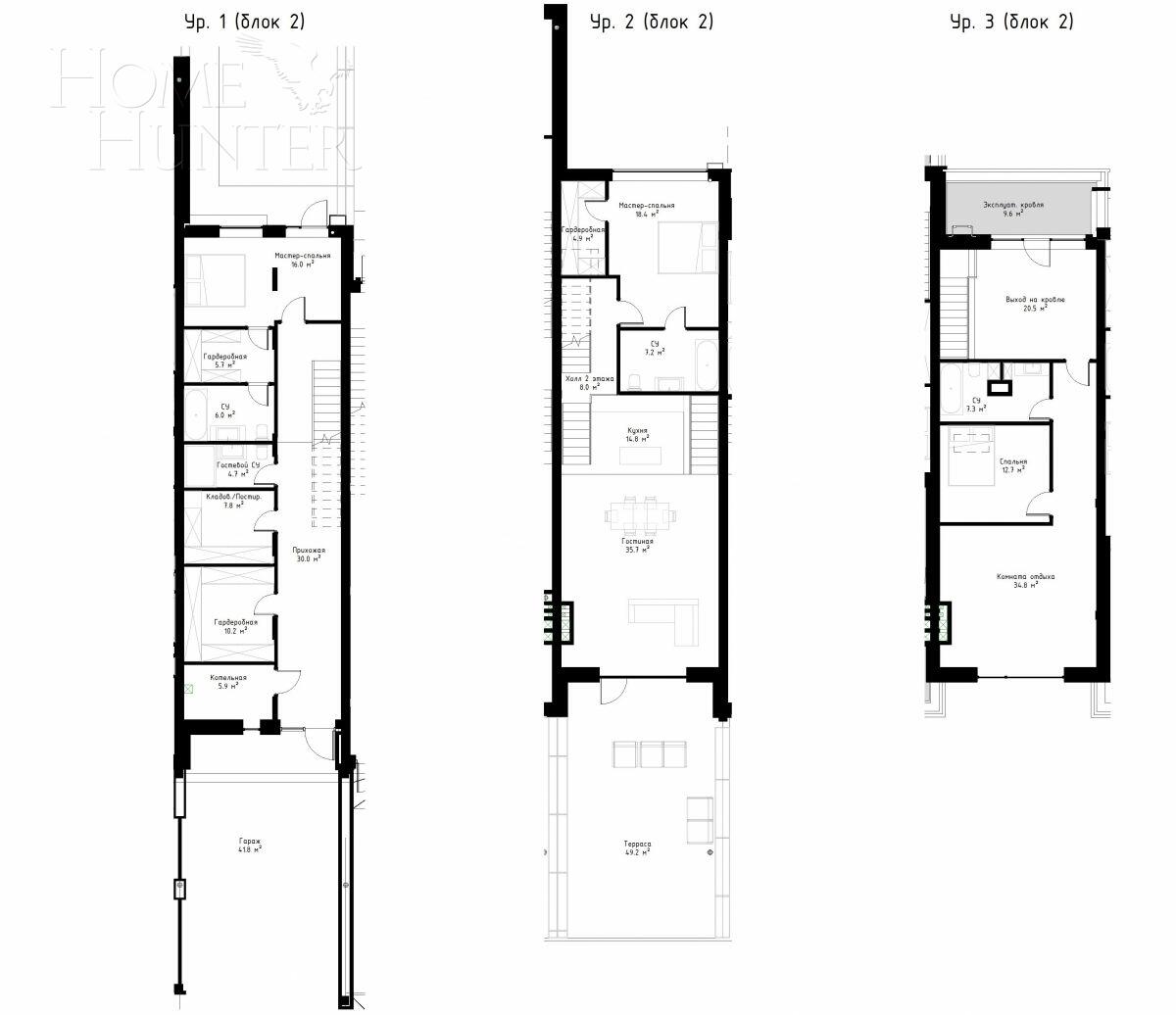 3-этажный таунхаус 250 м² с отделкой