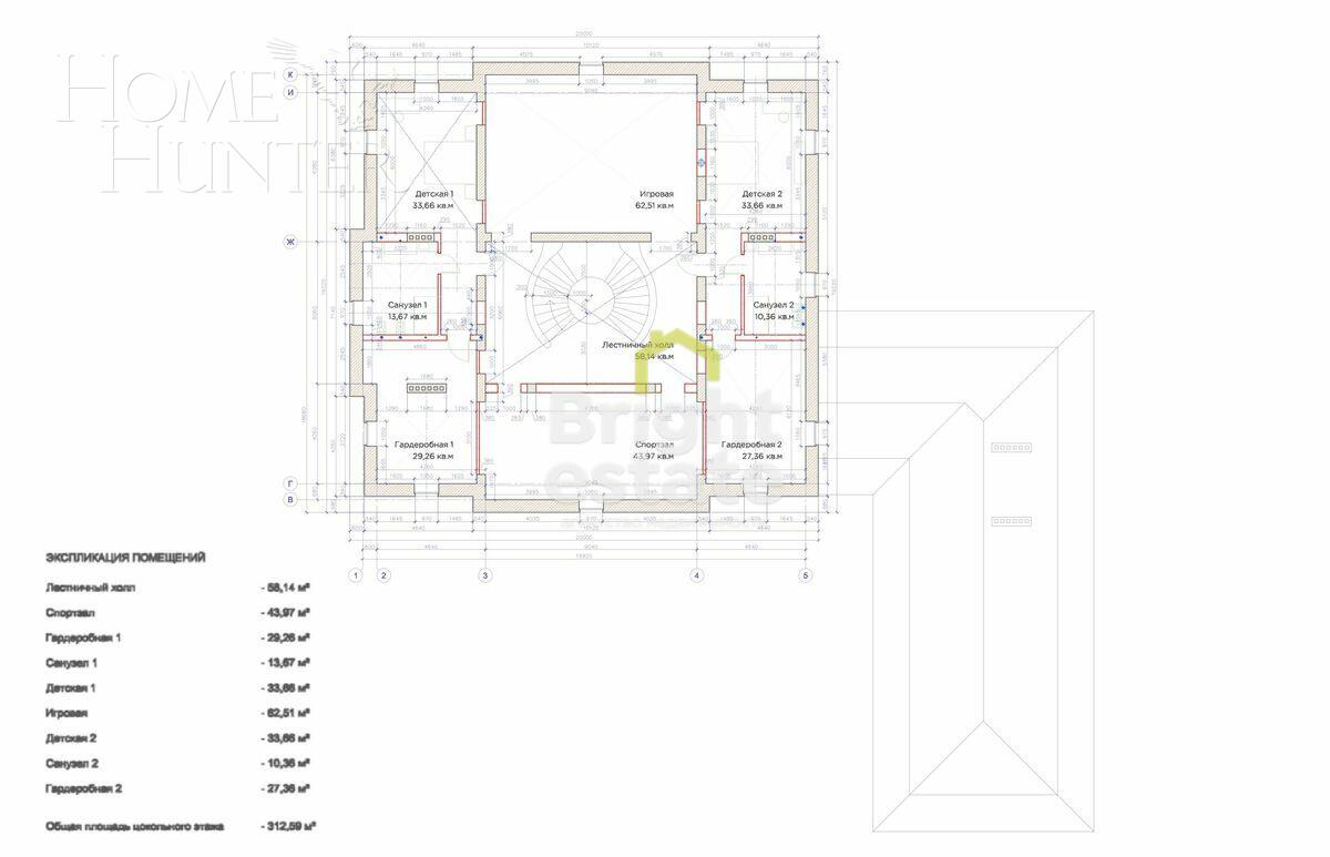 2-этажный коттедж 1 250 м² без отделки