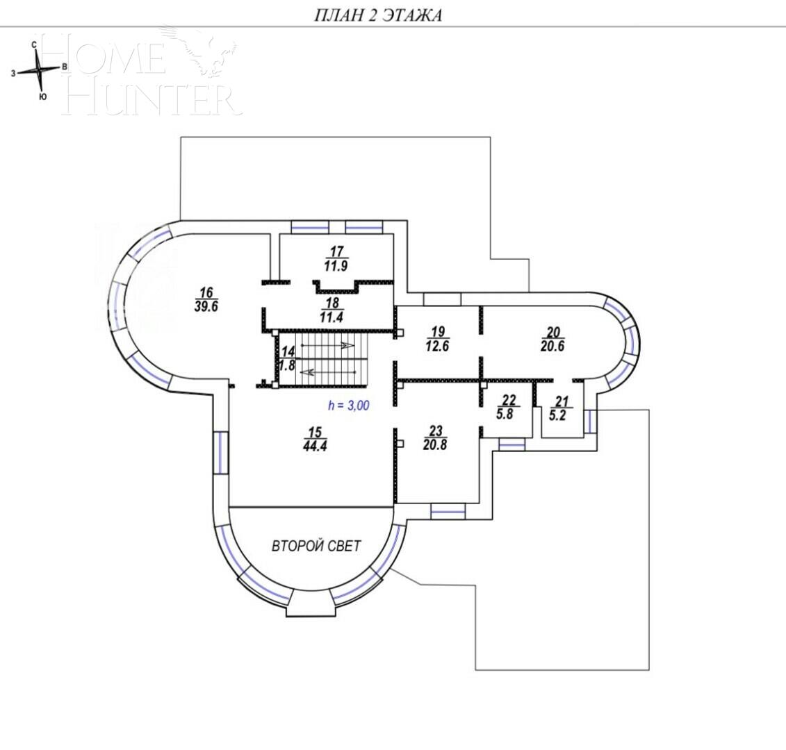 2-этажный коттедж 631 м² без отделки