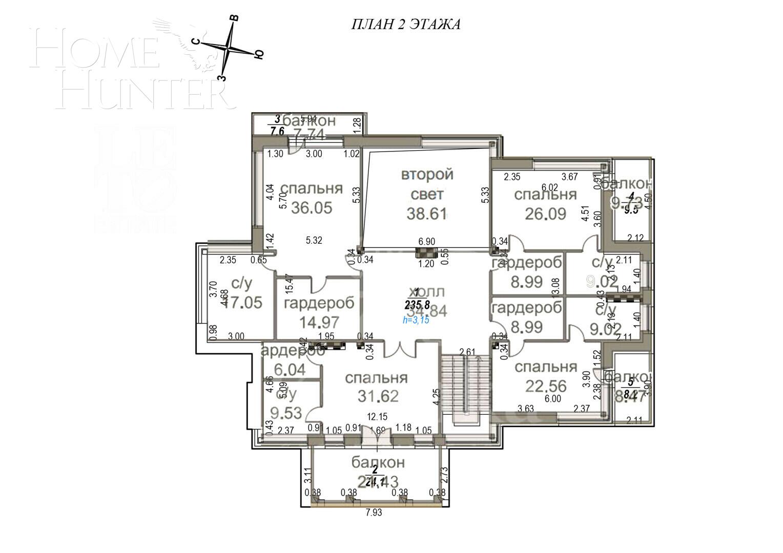 2-этажный коттедж 700 м² без отделки
