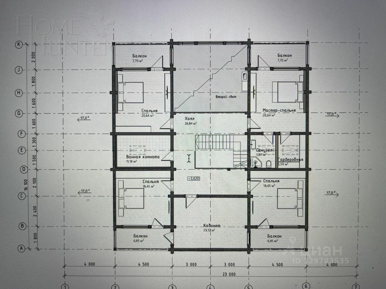 2-этажный коттедж 529 м² без отделки