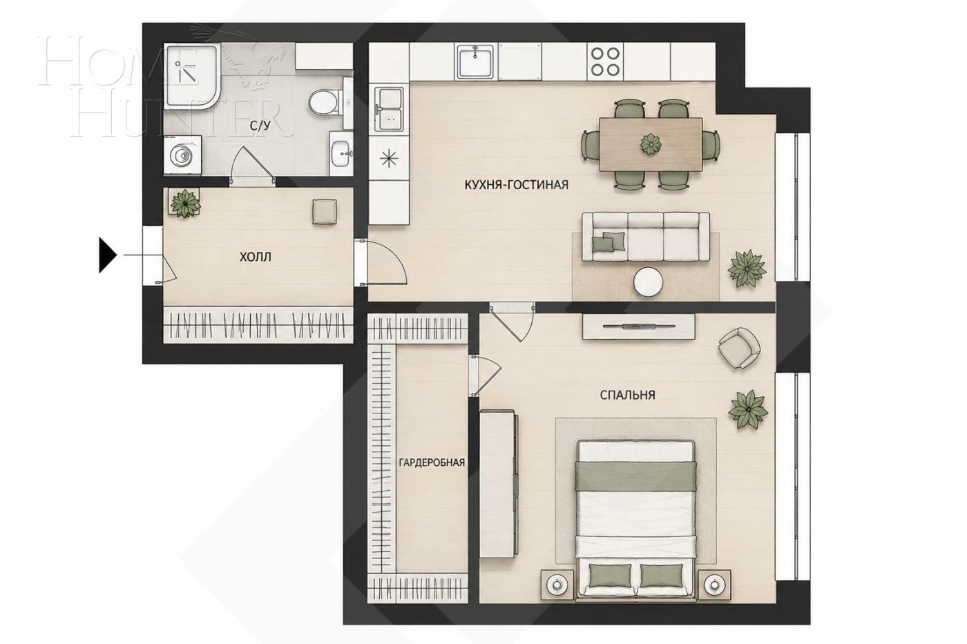 2-КОМН. КВАРТИРА БЕЗ ОТДЕЛКИ 56 М² НА 8 ЭТАЖЕ