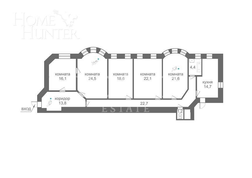 5-КОМН. КВАРТИРА С ОТДЕЛКОЙ 160 М² НА 6 ЭТАЖЕ