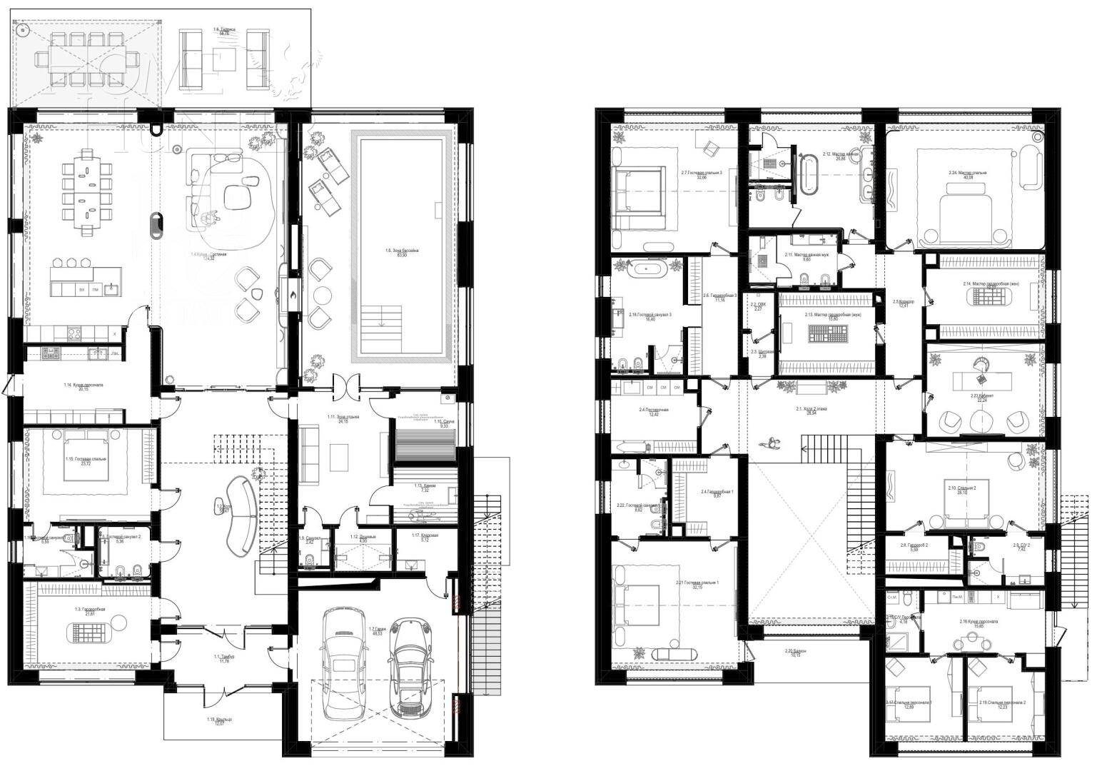 2-этажный коттедж 1 250 м² без отделки