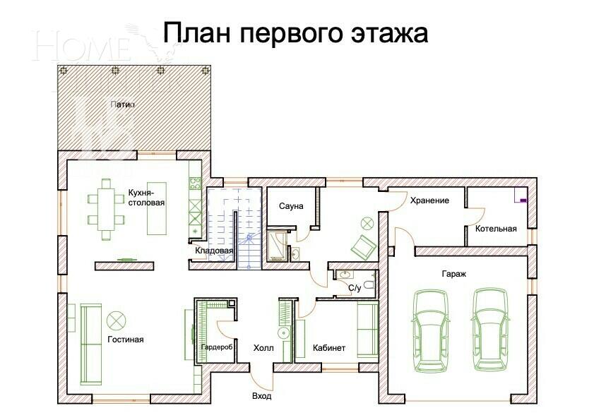 1-этажный коттедж 350 м² с отделкой