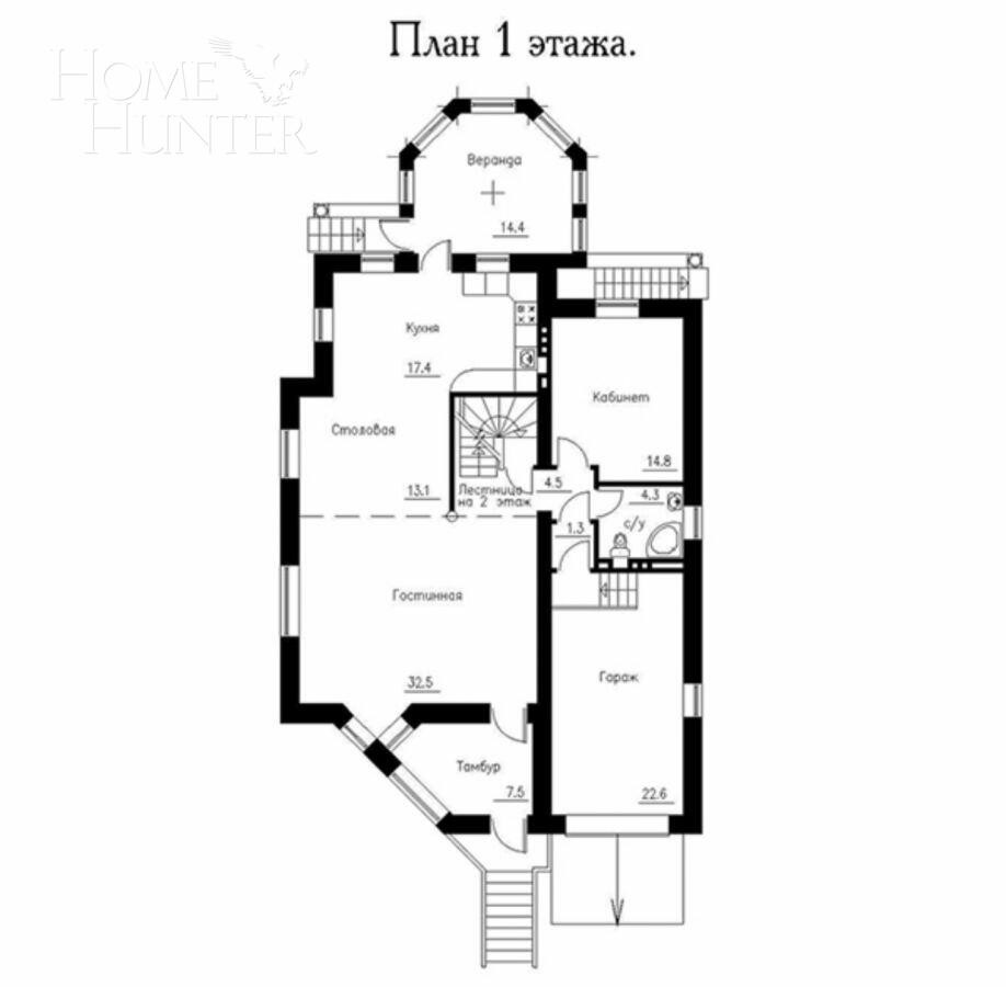 2-этажный коттедж 372 м² с отделкой